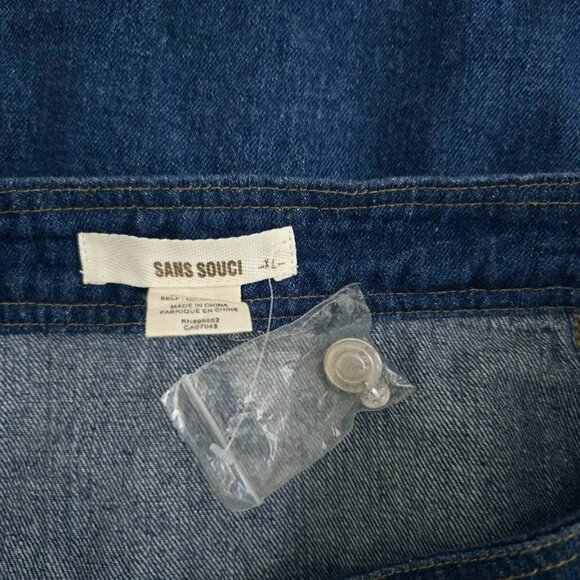 NWOT Sans Souci sz Jr XL button up denim blue mini skirt - Picture 3 of 3